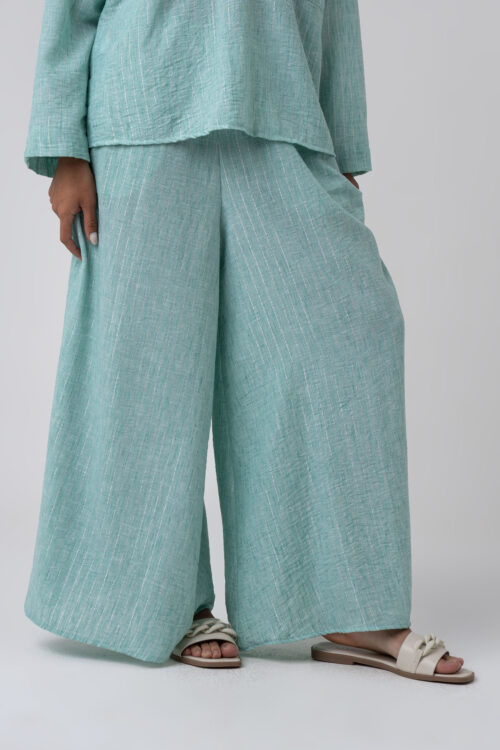 Silver-striped flowy pants
