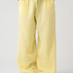 Elastic waist cotton pants with drawstring