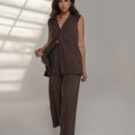 Pinstriped Wide-Leg Trousers