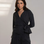 Striped Blouse with Tie-Front Bow