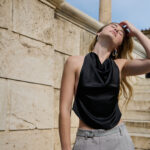 Back-Tie Satin Halter Top